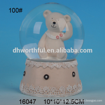 Elegante artesanato polyresin urso globo de neve para 2016 decoração home